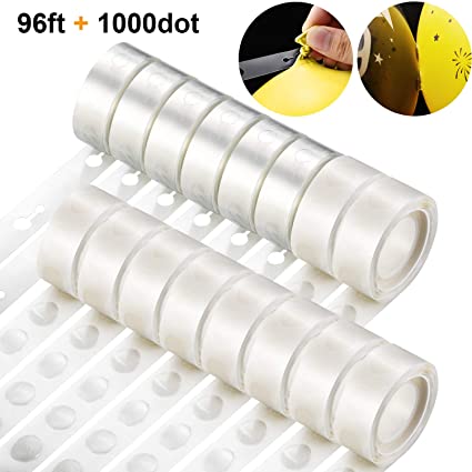 1000 Pieces Balloon Glue Point 96 ft Balloon Tape Strip Balloon Decorating Strip Kit Balloon Arch Garland Decorating Strip Clear for Wedding Party Birthday Babyshower Decorations DIY (16 Pieces)