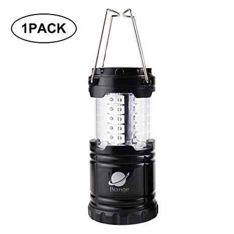 Biange Portable Outdoor LED Camping Lantern 4 Pack - Camping Gear Equipment for Hiking, Emergencies, hurricanes, Outages, Storms (Black, Collapsible)