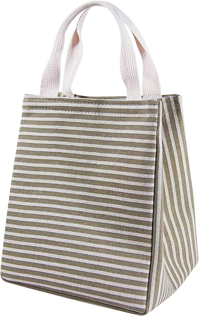 Daixers Lunch Bag Insulated Lunch Box for Women Men,Reusable Adult Lunch Tote Bags for Work or Travel (Striped Grey)