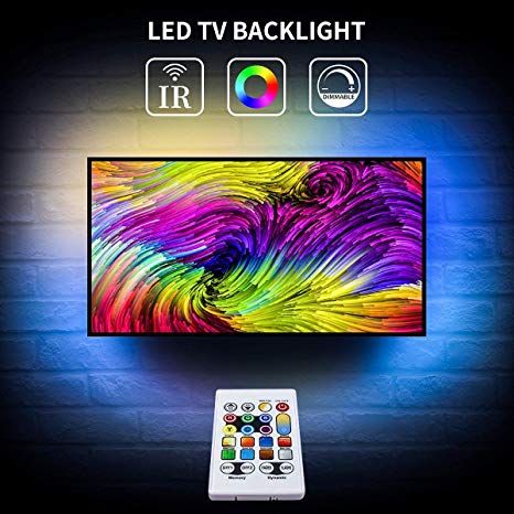 TV Led Lights RGBW Led Strip 8.3ft USB Powered TV Backlight 5050 Bias Light Ambient Lighting with Remote for 42-50in HDTV Mirror Bedroom Kitchen Under Counter Cabinets Bar Party Decor