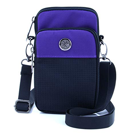 U-TIMES Casual Water Resistant Oxford Waist Wallet Bag 6" Crossbody Shoulder Phone Pouch for iPhone 6/6S,6Plus/6S Plus,Note 5,Note 4,Galaxy S7,S7 Edge(Purple)