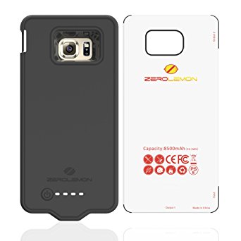 Samsung Galaxy S6 Battery Case, ZeroLemon Samsung Galaxy S6 8500mAh Extended Battery with Silica Gel Full Edge Protection Case - Black