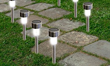 SolarEK Solar Powered Stainless Steel LED Path Lights, 8 Pack