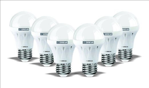 OREVA LED LIGHT 6 pack Bulb A19 (8W) 60 Watt Equivalent Daylight (4200K) Light Bulb - 6 Pack