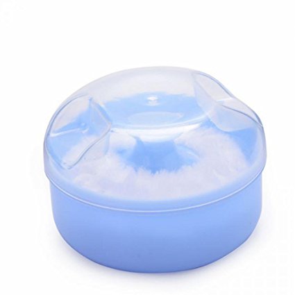OKDEALS Cosmetic Tool Baby Soft Face Body Powder Puff Sponge Box Container Case (blue)