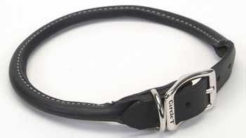 Circle T Black Rolled Leather Dog Collar - 18 in
