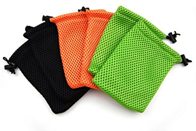 ALL in ONE 6pcs Nylon Mesh Drawstring Bag Pouches for Mini Stuff Cellphone Mp3 10x15cm (4x6 Inch) (Mixed Clor)
