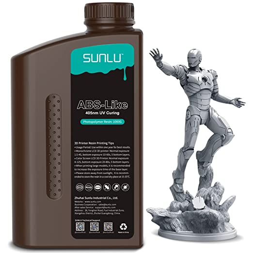 SUNLU ABS-Like 3D Printer Resin, 1KG Fast Curing Strong Tough Photopolymer Resin for 4K/8K LCD/DLP/SLA 3D Printers, 405nm UV Light Curing, Non Brittle, High Precision, Low Shrinkage, Grey Resin