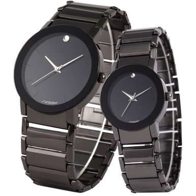 AMPM 2 Pcs Watches For Couple Lovers Mens Lady Women Black Quartz Wrist Watch MIXSNB001