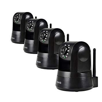 4PCS TENVIS TZ100 HD Wireless IP/Network Security Surveillance Camera, Remote Video Monitoring, Snapshot, Store Video,Pan & Tilt, Plug & Play, with Night Vision, Motion Detection with Alert (Black)