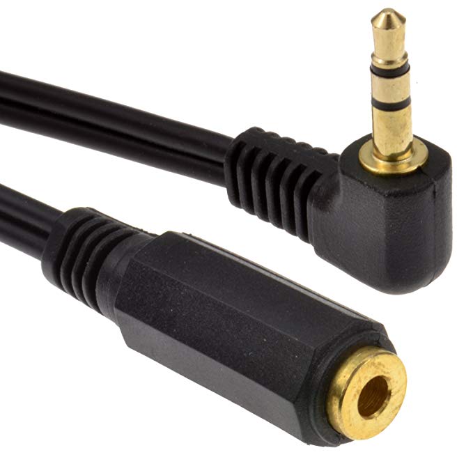 kenable 3.5mm Right Angle Stereo Jack to Socket Headphone Extension Cable 3m