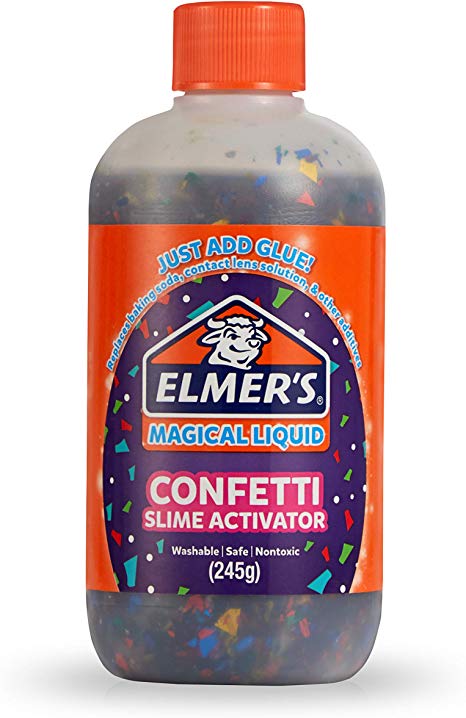 Elmer’s Confetti Slime Activator | Magical Liquid Glue Slime Activator, 8.75 FL. oz. Bottle - Great for Making Confetti Slime
