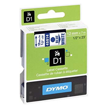 Dymo D1 Standard Self-Adhesive Labels for LabelManager Printers, 12 mm x 7 m - Blue Print on White