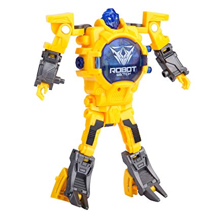 Robot Watch Toys Deformed Watch Toy Deformation Robot Toys Kids Digital Watch for Kids Christmas Halloween New Year's Gift.(Yellow)