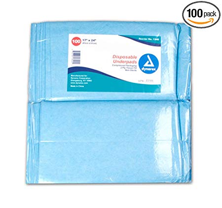 Dynarex #1340 Underpads, 17x24 in. Economy Tissue Fill, 100ct