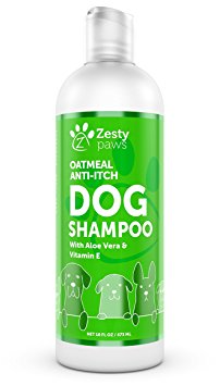 Dog Shampoo with Oatmeal & Aloe Vera - Natural Grooming Pet Wash for Itchy & Sensitive Skin   Dandruff & Coat Odors - Gentle Anti Itch Flea Formula - Vanilla Bean Scent - 16 OZ