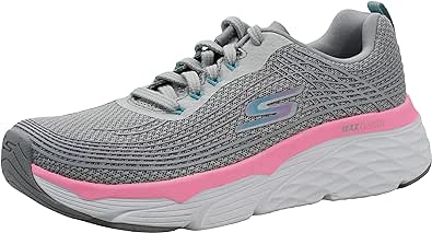 Skechers Women's Max Cushion Sneaker Gray/Pink 10 Wide