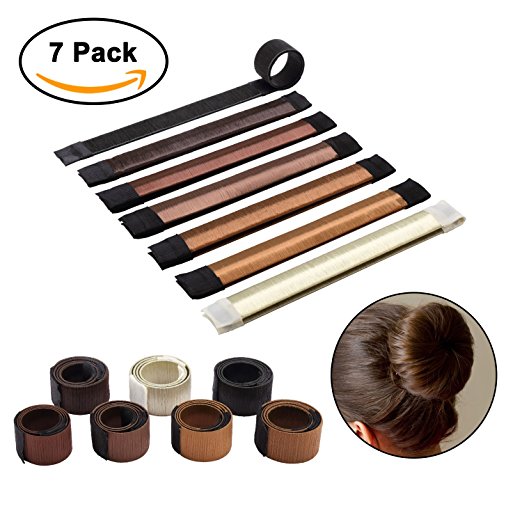 Donut Bun Maker, Hair Bun Making Styling, Fashion Hair Styling Disk, Hair Band Accessory, DIY Hair Styling Tool for Women Girls, 7 Pack (7 colors)