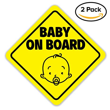 Baby On Board Sign Magnet for Car, Magnetic and Reflective Safety Cute Design 2 Pack by BabyPop!