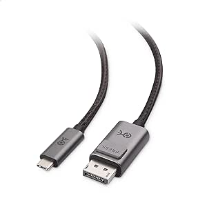 Cable Matters Cable USB-C a DisplayPort 1.4 Trenzado Premium de 1,8 m (Cable USB-C a DisplayPort, Cable USB-C a DP) Compatible con 8K 60 Hz en Gris - Thunderbolt 4/USB 4 Compatible