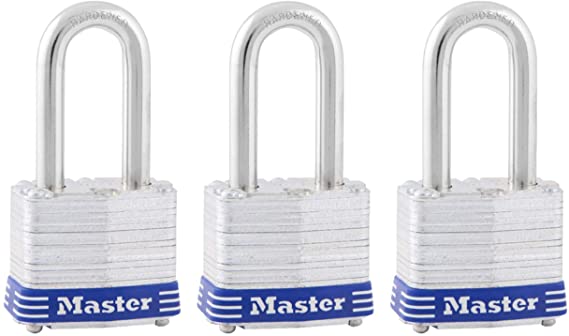 Master Lock 3TRILF Keyed-Alike Padlock, 1-1/2-inch Shackle, 1-9/16-inch Wide, 3-Pack