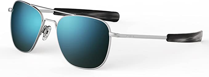 Mens or Womens Aviator Sunglasses, Matte Chrome, Classic, Polarized and Non-Polarized with UV Protection by Randolph USA