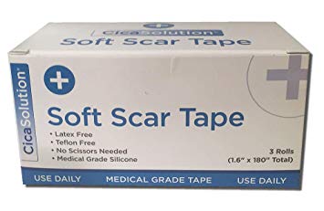 Soft Silicone Scar Tape - Softens and Reduces Scars caused by injuries - Surgery - Burns - C-Sections 1.6in x 180in - Wear for days - Micro-Perforated, No Scissors Needed