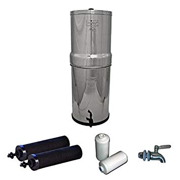 Crown Berkey Stainless Steel Water Filtration System w/STAINLESS STEEL SPIGOT / 2 Black Filters / 2 Fluoride Filters (6 Gallon (Crown Berkey))