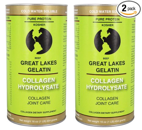 Great Lakes Gelatin Collagen Hydrolysate Beef Kosher 16 oz 2 Pack