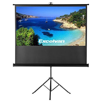 Projector Screen with Tripod Stand, Excelvan 16:9 1.1 Gain Portable Pull Up HD Video Projection Screen For Home Theater Presentation Education Application (100Inch)