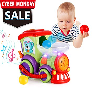 VATOS Baby Toys for 1 2 3 4 Years Old Boys and Girls Toddler Toys with Chasing Balls Light Talking & Music Early Educational Toys with Electric Universal Moving Wheel Train Toy for Kids