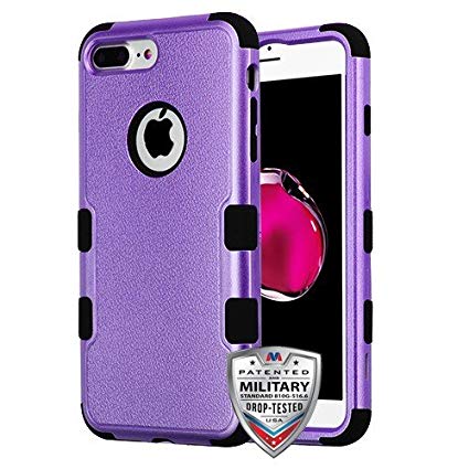 MyBat Apple-iPhone 8 Plus/7 Plus TUFF Hybrid Protector Cover [Military-Grade Certified] - Textured Purple/Black