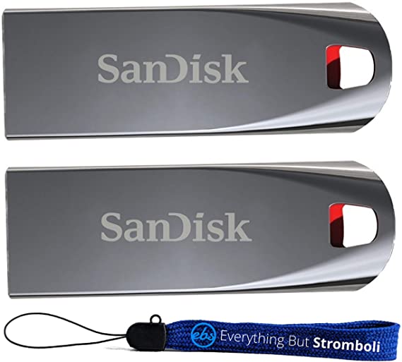 SanDisk 64GB (Two Pack Bundle) Cruzer Force Flash Drive USB 2.0 64G SDCZ71-064G-B35 with Everything But Stromboli (TM) Lanyard