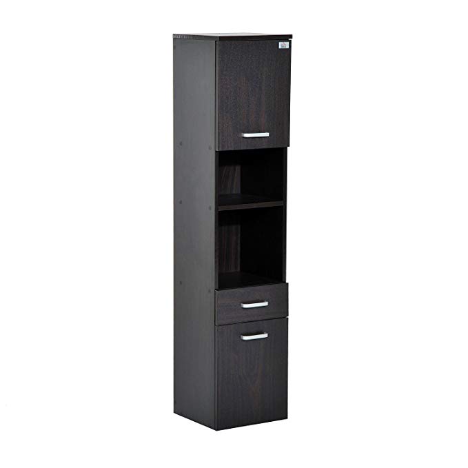 HomCom 53" Tall Floating Wall Mounted Bathroom Storage Cabinet - Dark Coffee