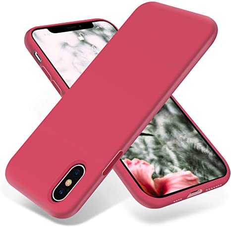 OTOFLY iPhone Xs Max Case,Ultra Slim Fit iPhone Case Liquid Silicone Gel Cover with Full Body Protection Anti-Scratch Shockproof Case Compatible with iPhone Xs Max, [Upgraded Version] (Hibiscus)