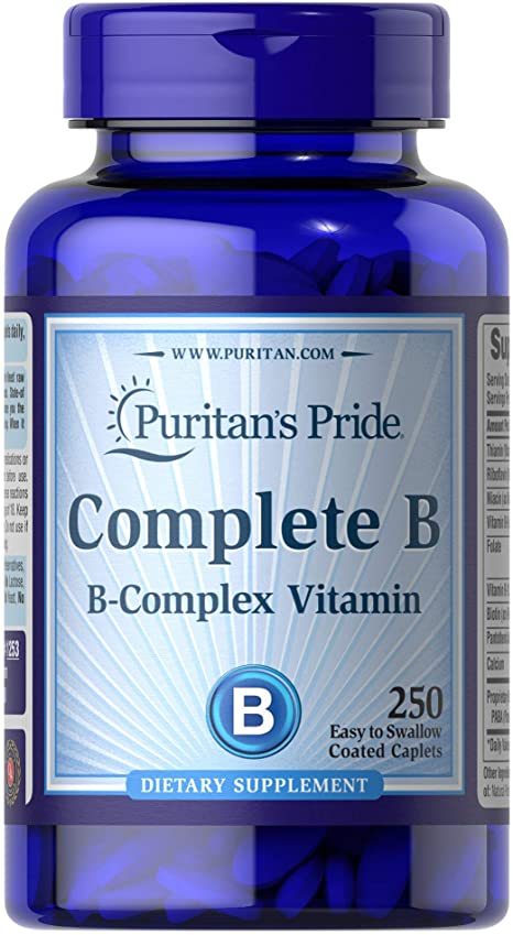 Puritan's Pride Complete B Complex for Energy Metabolism Caplets by Vitamin B, 250 Count