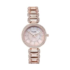 Sonata Poze Quartz Pink Dial Rose Gold Alloy Strap for Women-SP80086WM01W