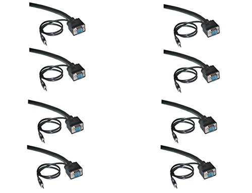 C&E 4 Pack, 6 Feet, Shielded SVGA Cable with 3.5mm Audio, HD15 Male to Male, Black, CNE502687