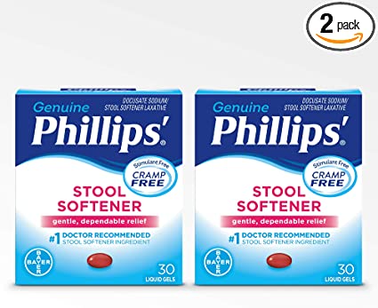 Phillips' Stool Softener Liquid Gels (30-Count Box, Pack of 2)