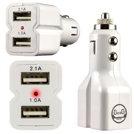 CoverBot DUAL USB 3.1A 15w High Output Car Charger WHITE with Heavy Duty Socket Connector - Car Charges iPad, iPhone, iPod, HTC, Samsung, Blackberry, Motorola, TouchScreen Tablets, MP3 Players, Digital Cameras, GPS, Mobile Phones and More