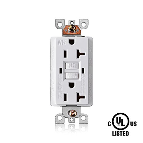Aweking UL Listed 20A AC125V WR Duplex GFCI Receptacle Outlet,Weather-Resistant,No Tamper-Resistant,LED Indicator,Ground Fault Circuit Interruptor