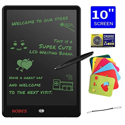NOBES 10 Inch LCD Writing Tablet, Electronic Drawing Board Writing Doodle Pad Upgrade Brightness Digital Memo Notice Board Gift for Kids Office (Black)