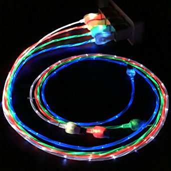 Flowing LED Glow in the Dark Light Up Visible Charging Cable 8 pin for iPhone 5, iPhone 6, iPhone 6 Plus (Red)