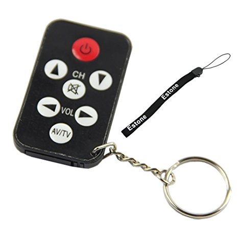 Estone Mini Universal Infrared IR TV Set Remote Control Keychain Key Ring 7 Keys Black