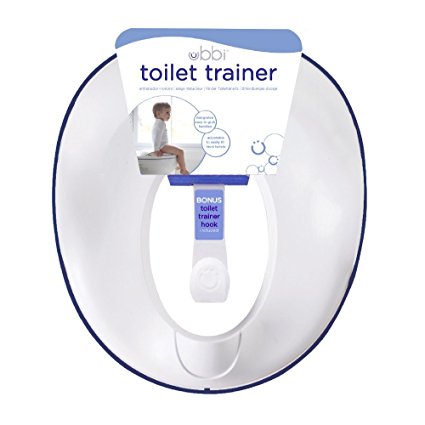 Ubbi Adjustable Toilet Trainer with Built-In Handles and Included Potty Hook for Easy Storage, Navy
