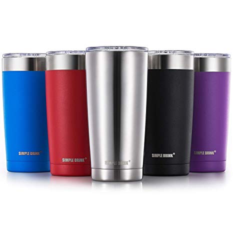 Simple Drink 20oz Vacuum Insulated Tumbler with Splash-Proof Lid - 18/8 Stainless Steel Coffee Travel Mug - Double Wall Thermos Cup Hydro Drinking Flask (20 oz)
