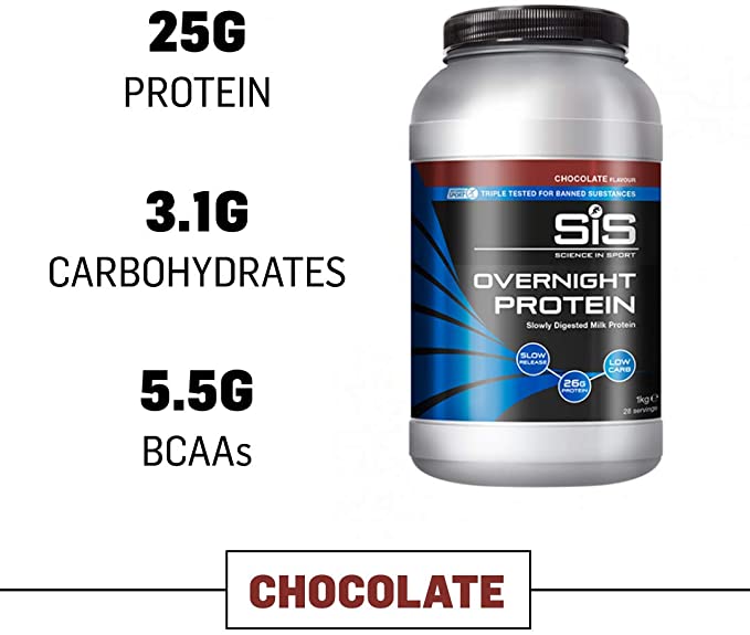 Science in Sport Overnight Protein, 25g Protein Blend, Whey Protein Isolate and Casein Protein, 2.2lbs Chocolate - 28 Servings