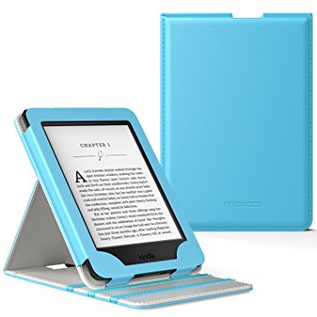 MoKo Case for Kindle Paperwhite, Premium Vertical Flip Cover with Auto Wake / Sleep for Amazon All-New Kindle Paperwhite (Fits All 2012, 2013, 2015 and 2016 Versions), Light BLUE