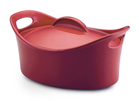 Rachael Ray 55051 Covered Casseroval Casserole, Stoneware, 4-1/4-Quart, Red