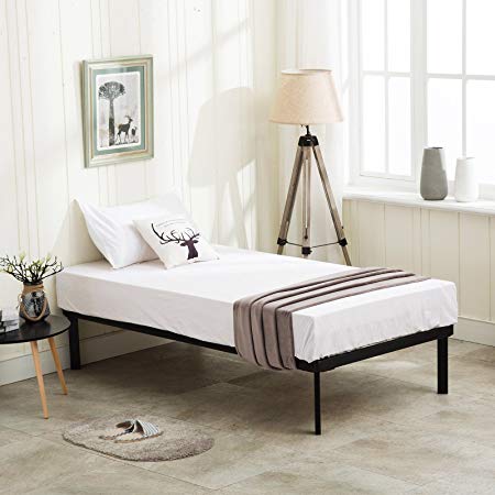 LAGRIMA 14 Inch Twin Platform Bed Frame/with Wooden Slats/Mattress Foundation/No Box Spring Needed/Twin,Black